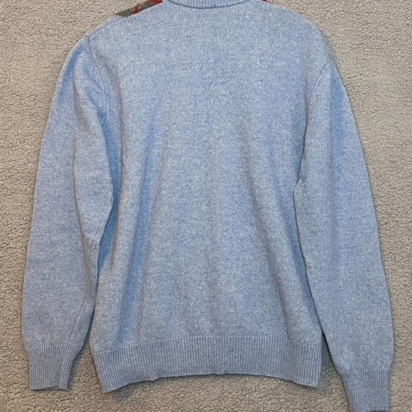 Vintage Malagrida Mens Pullover Sweater Lana Wool Blue Plaid Print Grandpa Style - Picture 2 of 10